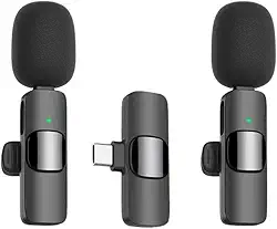 Microfone de Lapela sem fio para telefone (Type C) Microfone Duplo sem fio para gravação de vídeo Transmissão ao vivo, vlog, YouTube, TikTok, Facebook, zoom Redução de ruído Plug-Play. Andróide