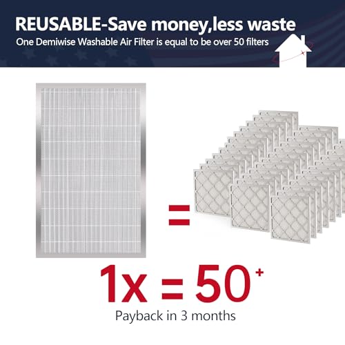 Image of 16x25x5 Reusable Electrostatic Air Filter, MERV 8 Lifetime Aluminum AC /HVAC Furnace Filter, Honeywell FC100A1029, Lennox X6670, Carrier, Bryant Increases Airflow(Actual Size:15.75 inchx 24.5 inchx4.75 inch)