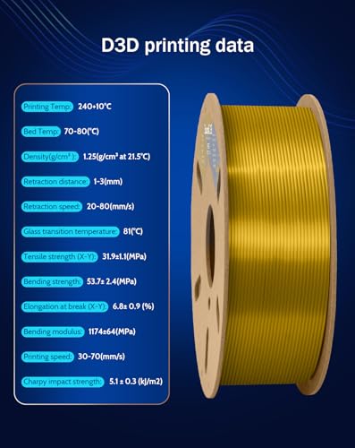 Image of DURAMIC 3D PETG Filament 1.75mm Gold, 3D Printing Filament 1kg Spool(2.2lbs), Gold Filament 1.75mm Dimensional Accuracy + /- 0.05 mm Non-Tangling Non-Clogging Non-Stringing