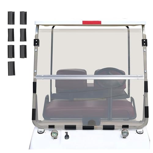 ECOTRIC Tinted Windshield Compatible with 1982-2000.5 Club Car DS Golf Cart Smoke Style Fold Down Windscreen