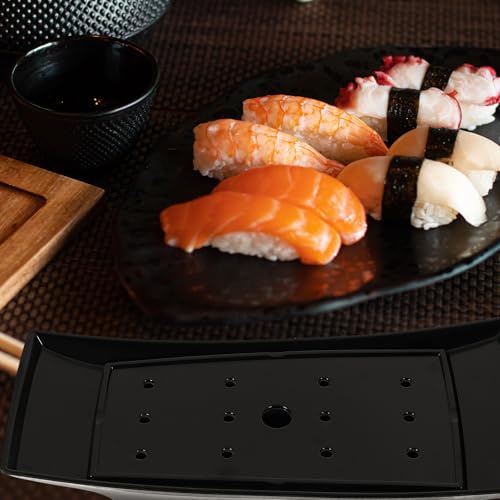 Plato pequeño para sushi en forma de barco negro melamina miniatura 4