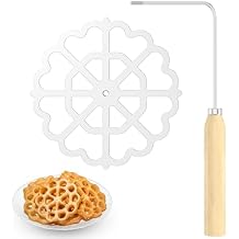 Bunuelos Mold with Wooden Handle, Aluminum Bunuelos Cookie Maker Mold, Detachable Rosette Maker Rosette Cookie Bunuelos Tool Achappam Mold for Kitchen Baking Cooking 4.8x0.47"