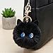 Spenll Cute Cat Plush Keychain for Women Girls, Kawaii Cat Pom Pom Car Keyring Purse Charms Decoration for Backpack Handbag (White with Blue Eyes)
