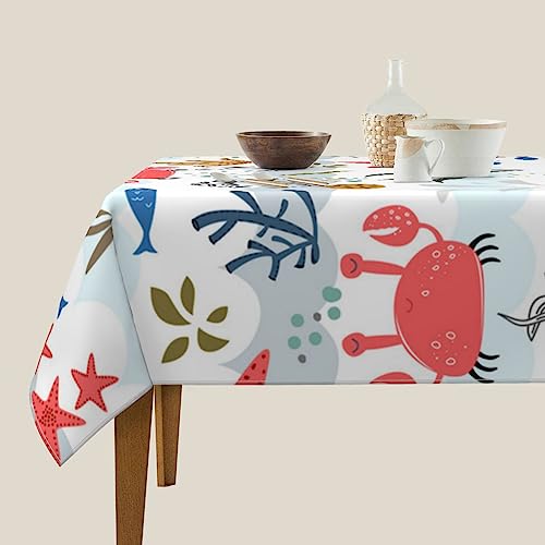 Nappe imperméable et infroissable à motif marin pour protection de table - 6