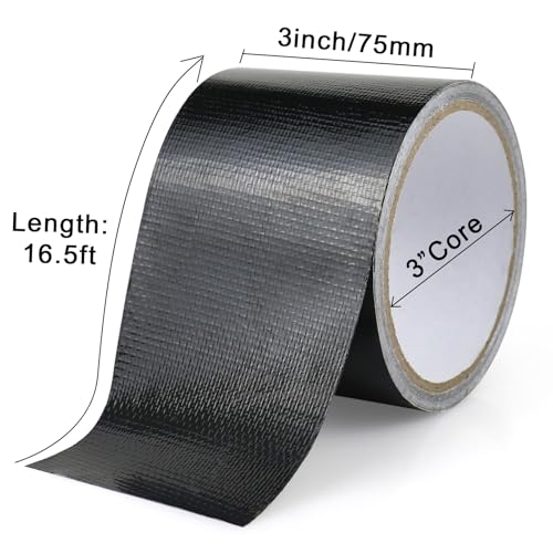 Image of BOMEI PACK RV Awning Repair Tape for Tarp,Tent Repair Tape for RV Roof,Fabric,Canvas,Boat Covers,Sail Tape,3 Inch x 16.5 ft,Tear Repair Patch Kit, Waterproof, UVproof Repair Tape, Black
