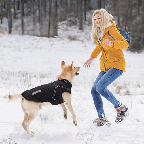 Hundemantel, Winter Hundejacke Wasserdicht Winddichte mit bauchschutz, Outdoor Hunde Wintermantel Hundeweste mit Fleece Gefütterte Reflektierend für Kleine Mittelere und Große Hunde