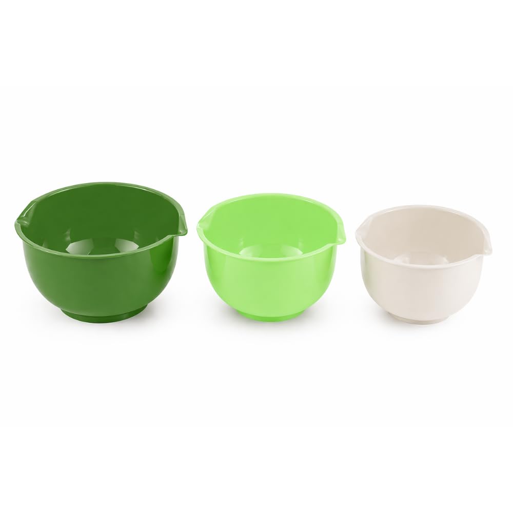 eMKay® 3 Pcs Mixing Bowl Set | Nesting Kitchen Bowls with Pouring Spout | Baking & Food Prep Bowls | Dishwasher Safe | 2.5L 2L 1.5L (Forest Mint Cream)