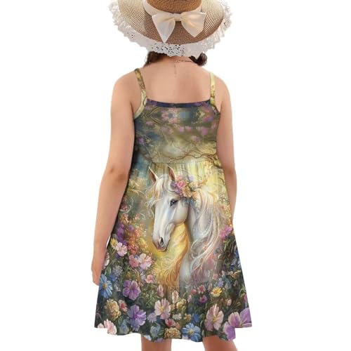 Horse Dress Girls Size 3-14 Spaghetti Strap Midi Cami Dresses2