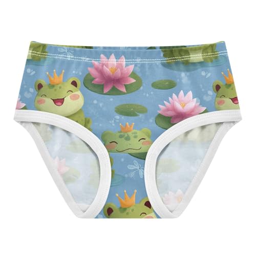 Wusikd Cute Frogs Girls' Underwear Cotton Dragonfliesm Lily Girls Briefs Soft Toddler Underwear 2T