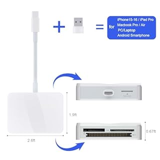 SD Card Reader, 4 in 1 USB C to SD/TF/CF/MS Card Reader with USB to USB C Adapter Memroy Card Reader for iPhone 17/16/15 Pro Max iPad Pro MacBook Pro/Air iMac M4/M3/M2 Android Phone/Tablet PC (White)
