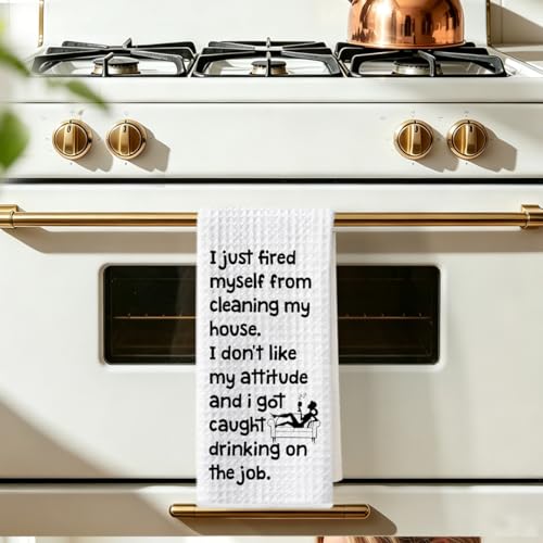 Image of Hanamiya Na Funny Kitchen Towels 24x14 Inch, Sarcastic Sayings Reusable Dish Towels for Kitchen Bathroom Decor, Waffle Weave Absorbent Hand Cloth Tea Towel, Funny Gifts for Women Mom Friend