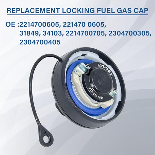 Image of Gas Cap, Fuel Tank Cap Compatible with Mercedes Benz C CL CLS E G GLK CLK S SL SLK C230 C240 C300 C320 CLK320 CLS550, Replace # 2214700605 31849