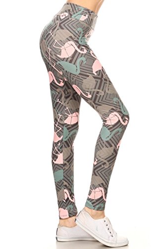 Leggings Depot High Waisted Checkered & Animal Print Leggings For Women-3" Yoga-R826-One Size #TOP11