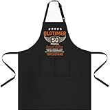 Grillschürze 50 Geburtstag Mann, Küchenschürze Als Geschenk Zum 50. Geburtstag, Schwarz Kochschürze Wasserdicht, Geschenk Für Männer Zum 50. Geburtstag, Ideal Für Kochen, Grillen Und Gartenarbeit