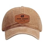 Jimmie Johnson #48 Nascar Offic. LIC. Dad Hat - Unisex Baseball Cap with Hexagonal Engraved Leather Patch (Coffee)
