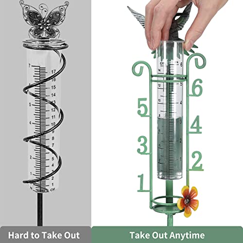 Apsoonsell Rain Gauge Outdoor - 7" Capacity Rain Gauges With Metal Stake, Green Rain Gauge Large Numbers Easy To Read For Garden Yard Lawn Decoration #TOP3