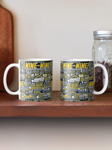 Image of Wise Words of the Nine-Nine 330ml Ceramic Mug - Brooklyn Comedy Quote Printed Coffee Cup - Microwave Safe Dishwasher Friendly - Fun Gift for Sitcom Fans Home Office Daily Use