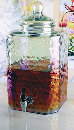 Circleware Radiance Pearl Shangrila Glass Beverage Dispenser, Fun Party Home & Kitchen Entertainment Drinking Glassware for Water, Juice, Wine, Kombucha and Cold Drinks, 320 oz