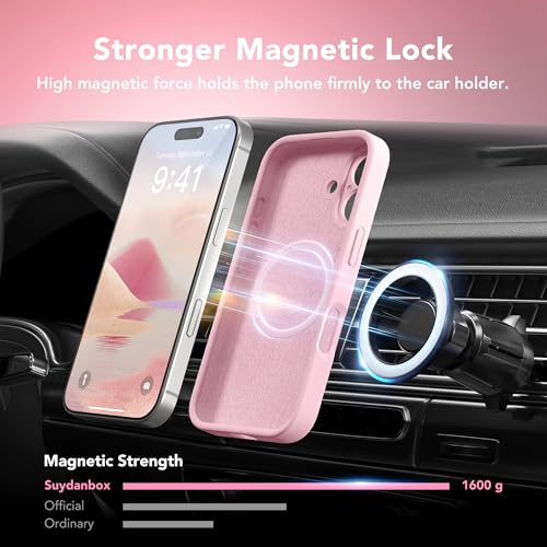 Image of Magnetic for iPhone 16 Plus Case, Compatible with MagSafe, [Full Camera Protection][Screen Protector] Silicone Shockproof Protective Phone Case for iPhone 16 Plus 6.7 inch, Chalk Pink