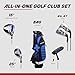Precise XD-J Kids Golf Clubs Set – Boys’ & Girls’ Junior Golf Set with Lightweight Graphite Shafts, Hybrid, Putter & Stand Bag - Blue Ages 9-12 – Left-Handed