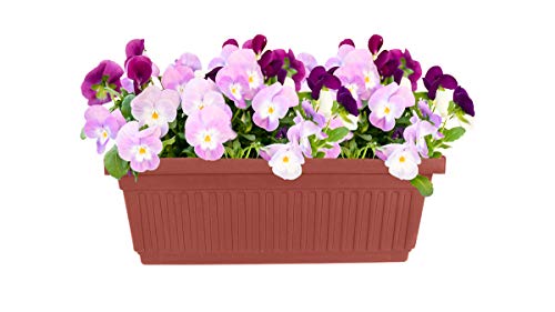 The Hc Companies 30 Inch Venetian Rectangular Window Planter Box - Lightweight Plastic Indoor Outdoor Plant Pot With Drainage For Windowsill, Herbs, Flowers, Clay #TOP1