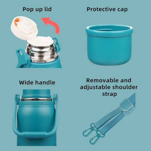 Image of BJPKPK Stainless Steel Insulated Bottle with Handle & Strap, 50oz