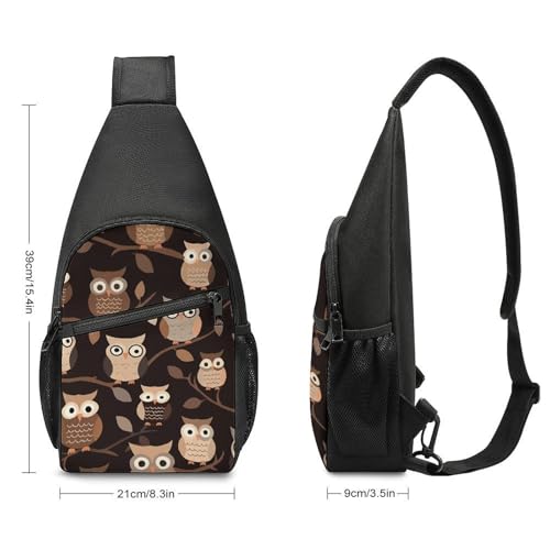 Bolso cruzado Casual marrón con búhos caricatura miniatura 2