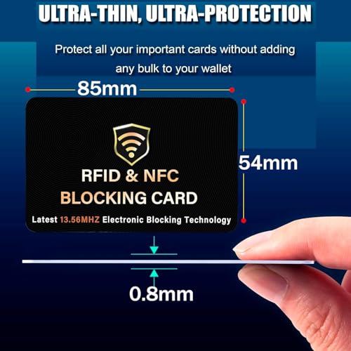 5 Pack RFID Blocking Card, One Card Protects Entire Wallet Purse, NFC Contactless Bank Debit Credit Card Protector ID ATM Guard Card Blocker–(Black)2