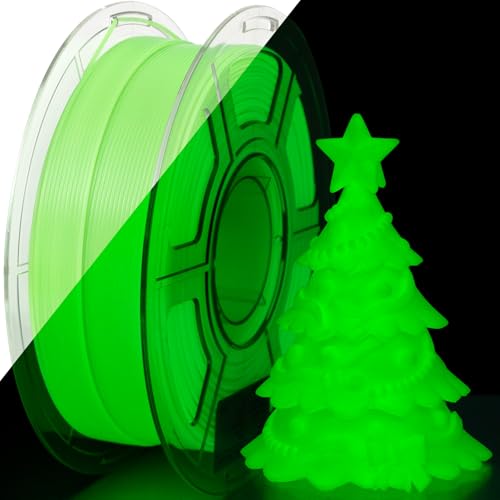 iSANMATE 3D Printer Filament Glow Green, Glow in The Dark Filament Green, PLA Filament 1.75 mm, Ideal for Halloween, Christmas & Fall Pumpkin Decorations, 1KG/Spool