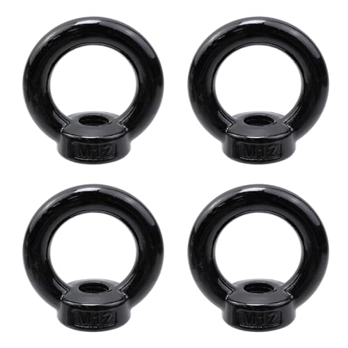 Image of Lifting Eye Nut Stainless Steel 304,1 /2 inch UNC(M12) Heavy Duty Marine Grade, Hardware Ring Shaped Eye Bolt-4PCS (Black)