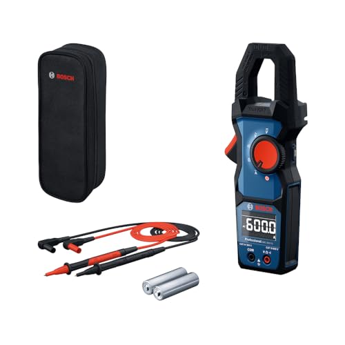 Bosch Professional Stromzange GMC 600-15 (True RMS Stromzange, Wechselstrom bis 600 A, Spannung bis 600 V AC/DC, 2 x 1,5 V LR06 (AA), Messstreifen MS 90, Tasche)