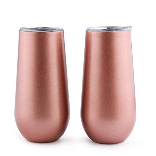 Sivaphe Sektkelche Champagnerglas Roségold 2er Set Edelstahl Doppelwandig Thermol Weingläser mit Deckel