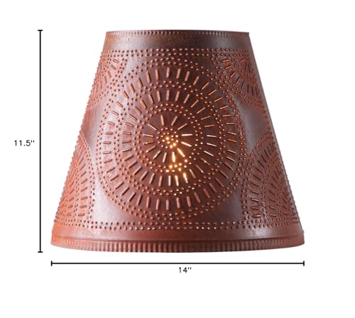 Irvin'S Country Tinware 816-4CRT Irvins Country Tinware 14-Inch Fireside Lamp Shade With Chisel In Rustic Tin thumb #3