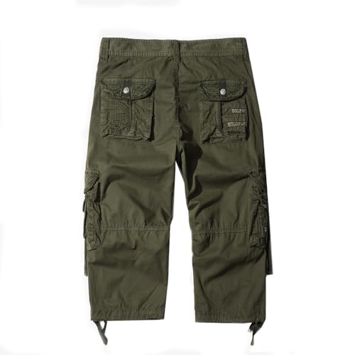 Image of Men's Cargo Shorts 3 /4 Relaxed Fit Below Knee Capri Cargo Pants Cotton