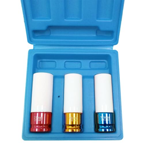 HENGMEI 3-tlg Schlagschrauber Alufelgen Nuss 1/2" Nüsse Set Steckschlüssel-Satz für Radschrauben Radmuttern 1 HENGMEI 3-tlg Schlagschrauber Alufelgen Nuss 1/2" Nüsse Set Steckschlüssel-Satz für Radschrauben Radmuttern