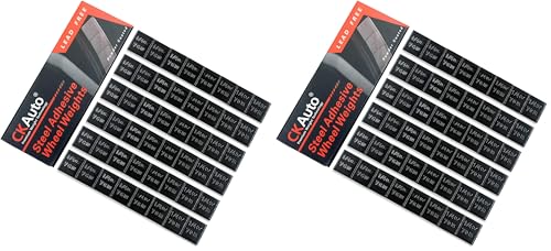 Image of CKAuto 1 /4oz, 0.25oz, Black, Adhesive Stick on Wheel Weights, EasyPeel Type. Cars, Trucks, SUVs, Motorcycles, RC Cars. Low Profile, 12oz /Box, U.S. OEM Quality, (48pcs) (Pack of 2)