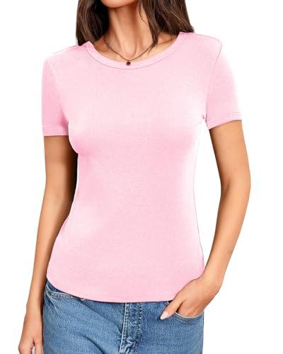 Abardsion Cotton Crewneck Long Sleeve Shirts for Women