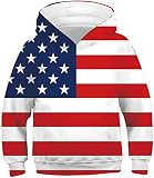 Boys Hoodies for Kids Cool 3D Patriotic Flag Hooded Sweatshirt Winter Warm Long Sleeve Hoodie Tops B