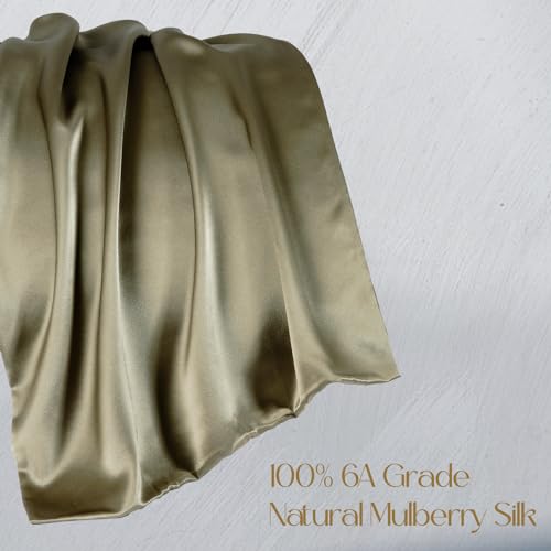 ZIMASILK 100% Pure Mulberry Silk Pillowcase for Hair and Skin Health,Soft and Smooth,Both Sides Premium Grade 6A Silk,600 Thread Count,with Hidden Zipper,1pc (Queen 20''x30'',Olive Grey)