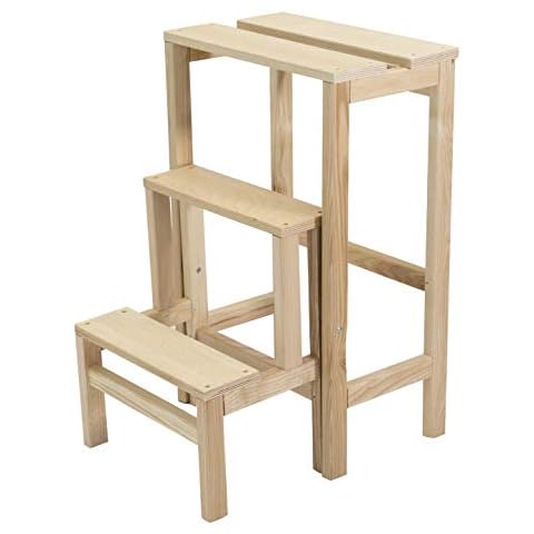 Tomaino Escalera Plegable de Madera de Haya con 3 Peldaños Cover