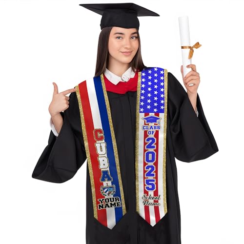 Mostefy Personalized Cuba Graduation Stole 2025, Customized Cuban Graduation Sash, Cuba Graduation Sash Gift for Students4