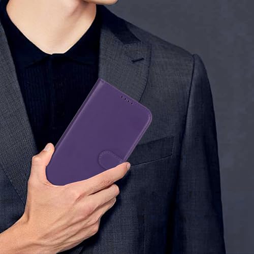 Image of for iPhone 14 Pro Max Case Wallet with Card Holder,for iPhone 14 Pro Max Wallet Case for Women Men,PU Leather Shockproof Magnetic Buckle Stand Flip Phone Case-Purple