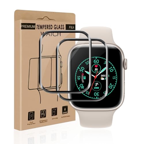 Carantee 2 Stück für Panzerglas für Apple Watch Series 7/8/9 45mm Schutzfolie Ultra-Klar Kristallklar 100% Touchgenauigkeit Frei von Kratzern Stoßfänger Ultrabeständig Apple Watch 45mm Displayschutz