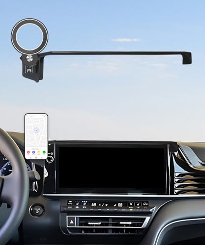 Image of Car Phone Holder for 2025 2026 Toyota Camry 12.3 inch Screen Accessories | MagSafe Strong Magnetic Clip-On Cell Phone Mount, 360 Rotatable Hands-Free Holder, Not Block Air Vents