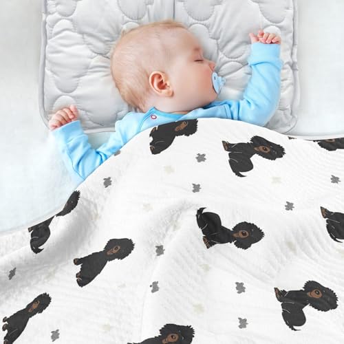 Black Dog Spots Baby Swaddle Blanket for Boys and Girls, Muslin Baby Receiving Swaddle Blanket, Soft Cotton Nursery Swaddling Blankets for Newborn Toddler Infant2