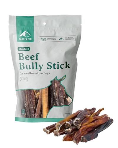 BARK'N BIG 6 Inch Odor Free Bully Sticks for Dogs Made in USA - Single Ingredient Dog Chew - Premium Pizzle Sticks - Beef Pizzles for Small and Medium Breeds - 12 Count