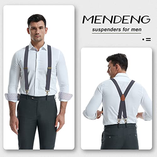 Image of MENDENG Suspenders for Men Heavy Duty Swivel Hooks Retro X-Back Adjustable Brace
