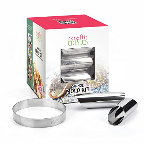 Cannoli Tubes- Canoli Molds by CiE. Set of 12 Cannoli Forms Stainless Steel Pastry Molds. Diagonal shaped