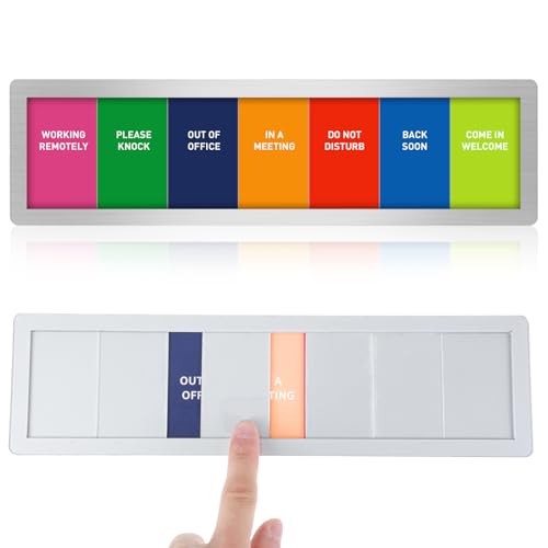 Office Door Signs 7 Status Options - Do Not Disturb/Please Knock/Out of Office/In a Meeting/Working Remotely/Back Soon/Come in Welcome - Privacy Door Signs for Conference Room
