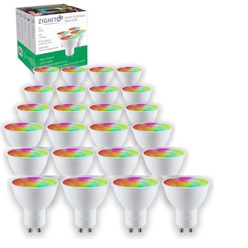 ZIGNITO ZIGNITO GU10 Smart Bulb, White & Colour LED, Works with, Alexa, Hey Google, S'Things (Hub Required) Zigbee GU10, Smart Spotlight, Up to 16 Million hue of Colours and Whites. (Pack of 24)